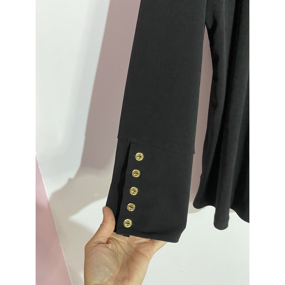 Susan Graver Top 2X Black Liquid Knit‎ Quite Luxury Office Old Money Polka Dot - Picture 5 of 12